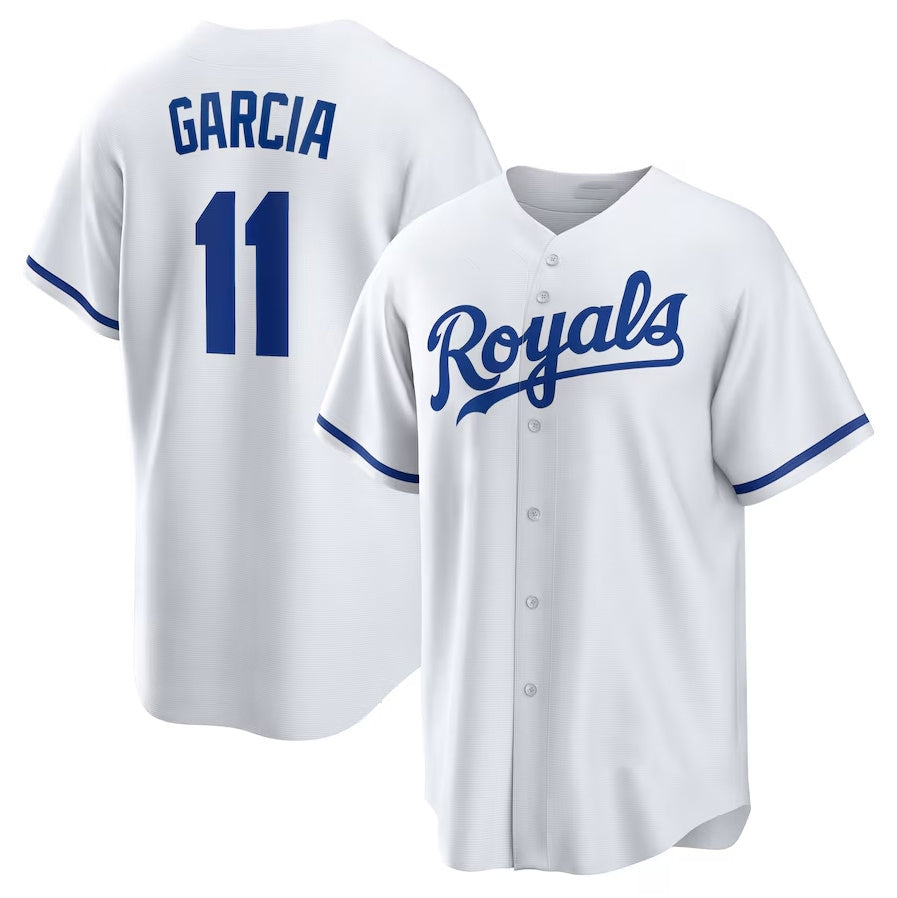 Kansas City Royals #11 Maikel Garcia Home Replica Jersey - White Stitched Baseball Jersey baseball jersey product view 1