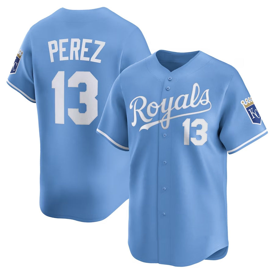 Kansas City Royals #13 Salvador Perez Alternate Limited Player Jersey - Light Blue Stitched Baseball Jersey baseball jersey product view 1
