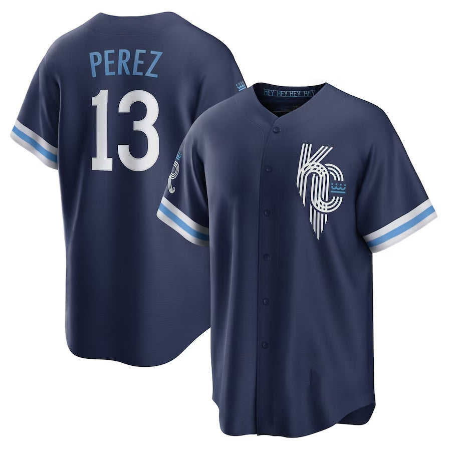 Kansas City Royals #13 Salvador Perez City Connect Replica Player Jersey - Navy Stitched Baseball Jersey baseball jersey product view 1