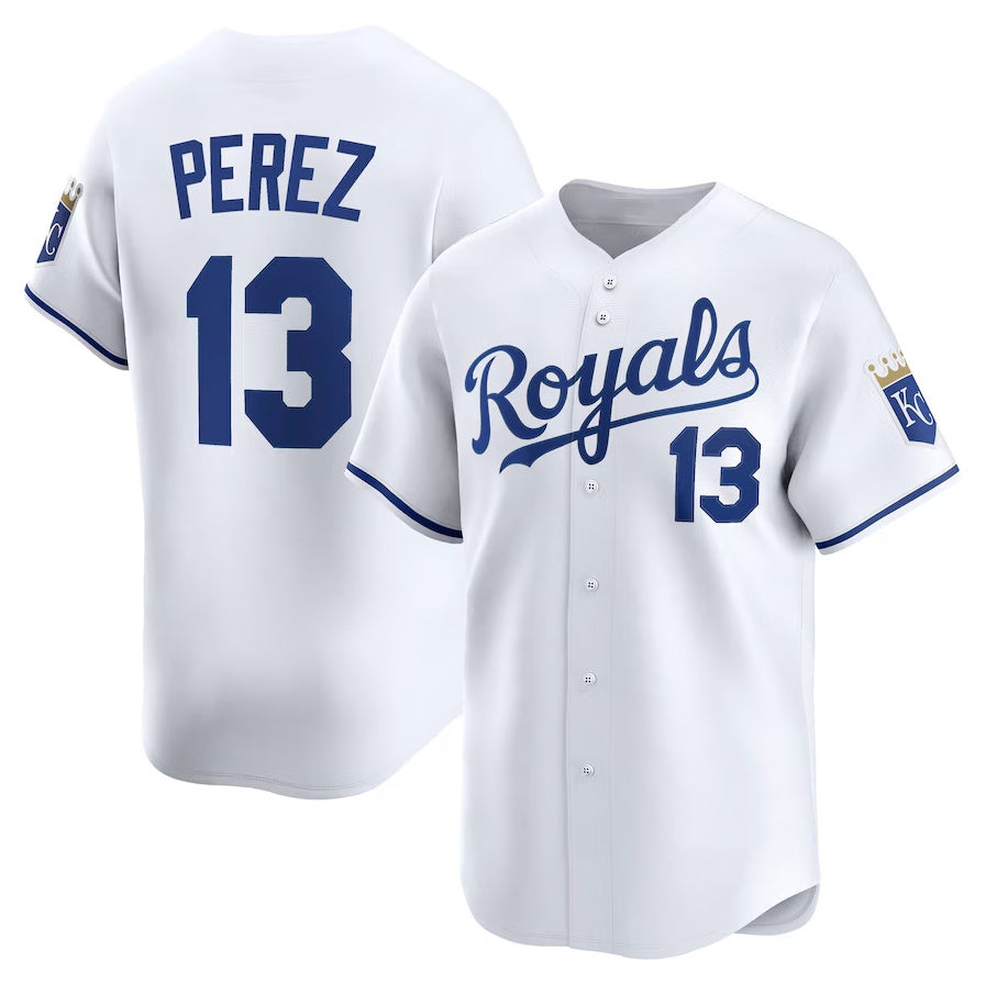 Kansas City Royals #13 Salvador Perez Home Limited Player Jersey - White Stitched Baseball Jersey baseball jersey product view 1