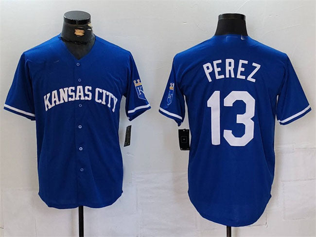 Kansas City Royals #13 Salvador Perez Royal Cool Base Stitched Baseball Jerseys baseball jersey product view 1