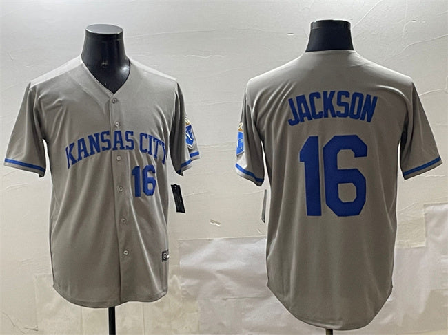 Kansas City Royals #16 Bo Jackson Gray 2024 Away Limited Stitched Baseball Jersey baseball jersey product view 1
