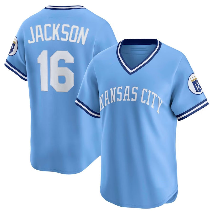 Kansas City Royals #16 Bo Jackson Throwback Cooperstown Collection Limited Jersey - Light Blue Stitched Baseball Jersey baseball jersey product view 1