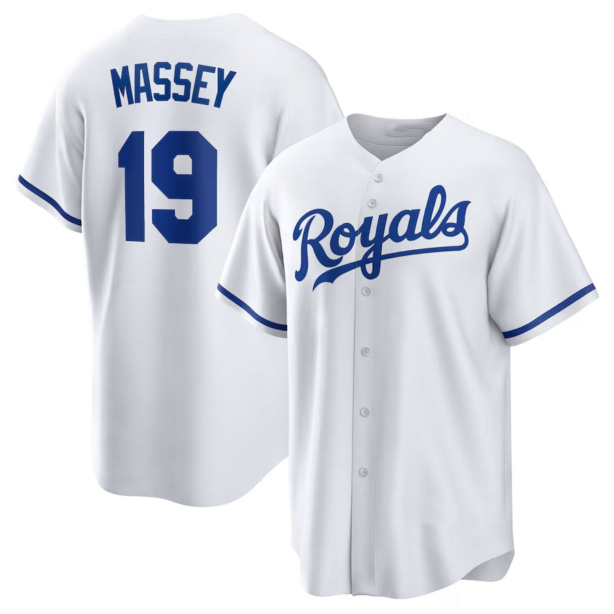 Kansas City Royals #19 Michael Massey Home Replica Jersey - White Stitched Baseball Jersey baseball jersey product view 1