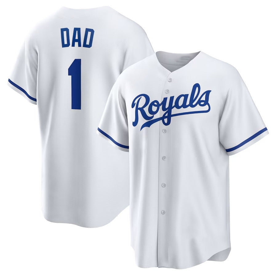 Kansas City Royals #1 Dad Home Replica Jersey - White Stitched Baseball Jersey baseball jersey product view 1