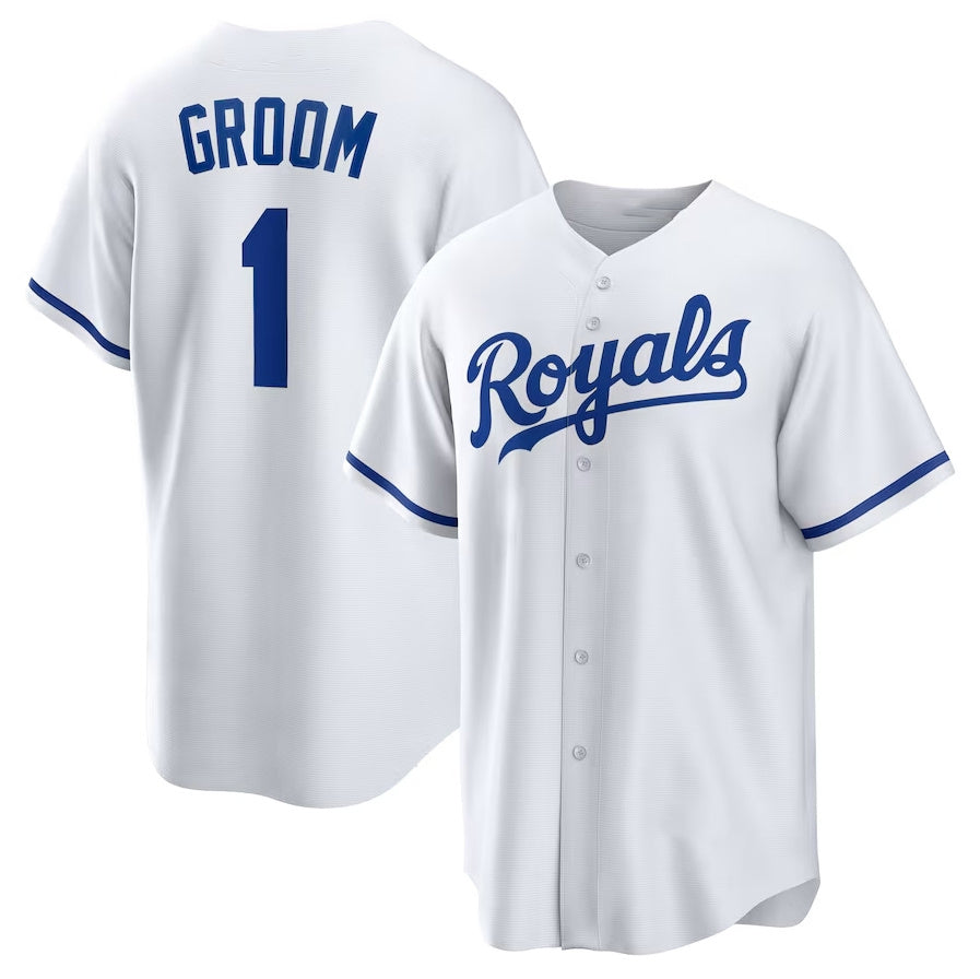 Kansas City Royals #1 Groom Home Replica Jersey - White Stitched Baseball Jersey baseball jersey product view 1
