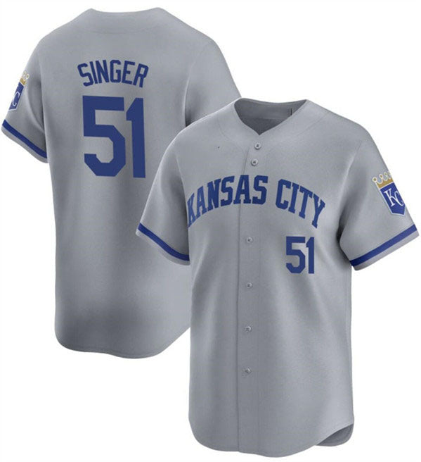Kansas City Royals #51 Brady Singer Gray Away Stitched Baseball Jersey baseball jersey product view 1