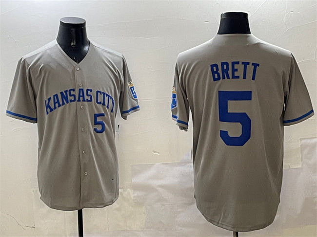 Kansas City Royals #5 George Brett Gray 2024 Away Limited Stitched Baseball Jersey baseball jersey product view 1