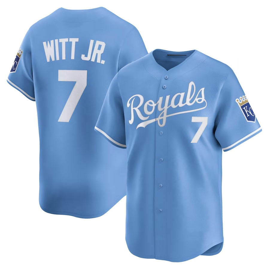 Kansas City Royals #7 Bobby Witt Jr. Alternate Limited Player Jersey - Light Blue Stitched Baseball Jersey baseball jersey product view 1