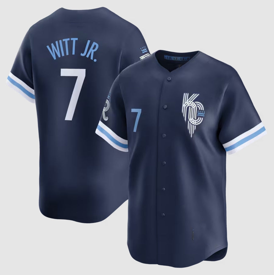 Kansas City Royals #7 Bobby Witt Jr. City Connect Limited Jersey - Navy Stitched Baseball Jersey baseball jersey product view 1