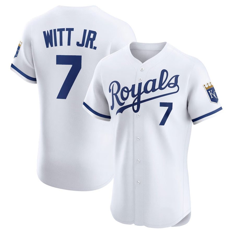 Kansas City Royals #7 Bobby Witt Jr. Home Elite Jersey - White Stitched Baseball Jersey baseball jersey product view 1
