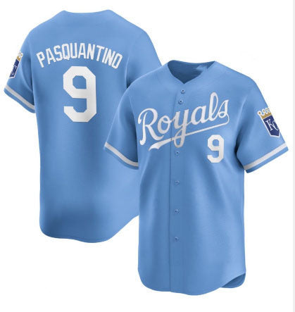 Kansas City Royals #9 Vinnie Pasquantino Light Blue 2024 Alternate Limited Stitched Baseball Jersey baseball jersey product view 1