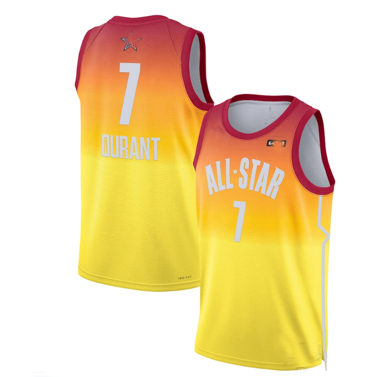 #7 Kevin Durant 2023 All-Star Game Swingman Jersey - Orange Stitched American Basketball Jersey basketball jersey product view 1