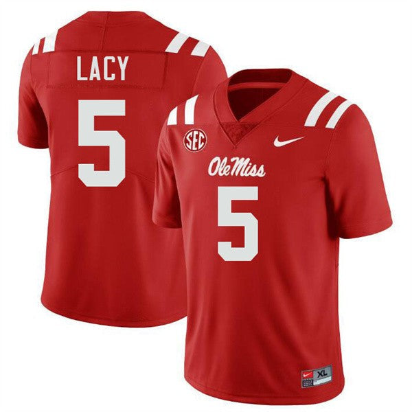 Kewan Lacy Ole Miss Rebels Jersey - Red sports jersey product view 1
