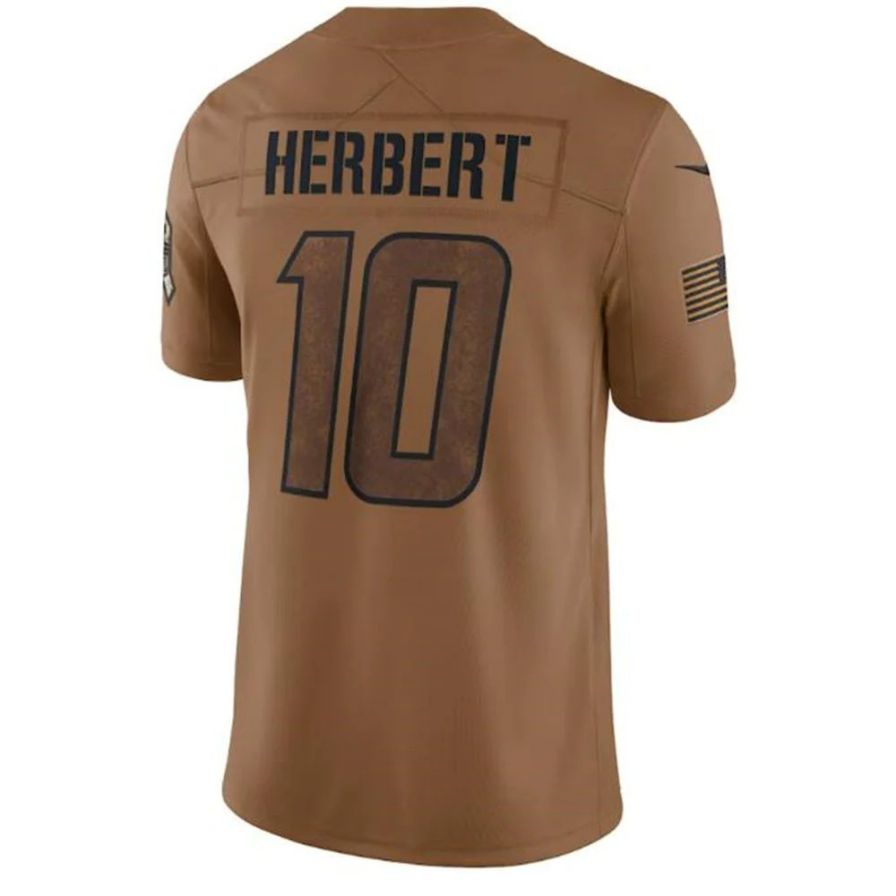 #10 Justin Herbert Player LA.Chargers Brown Salute To Service Limited Football Jerseys football jersey product view 1