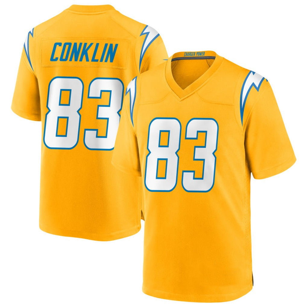 LA.Chargers #83 Tyler Conklin Player Gold Home Game Football Jerseys football jersey product view 1
