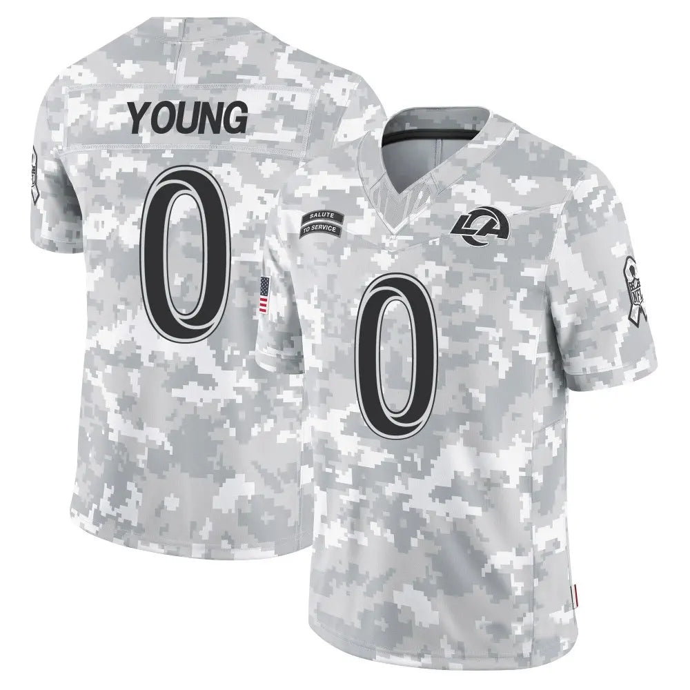 LA.Rams #0 Byron Young Player Arctic Camo Salute to Service Limited Football Jerseys football jersey product view 1