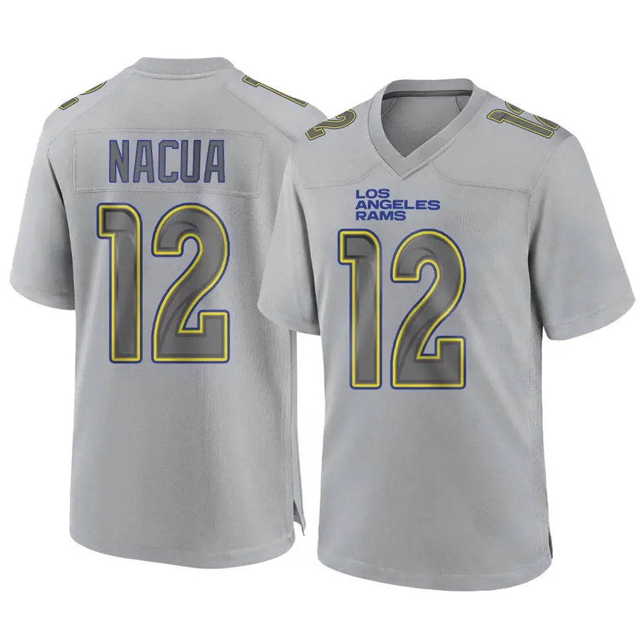 LA.Rams #12 Puka Nacua Player Gray Atmosphere Fashion Game Football Jerseys football jersey product view 1