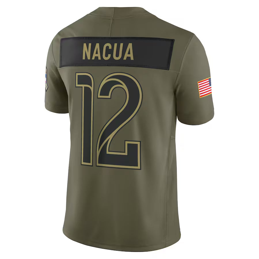 LA.Rams #12 Puka Nacua Player Olive Salute to Service Limited Football Jerseys football jersey product view 1