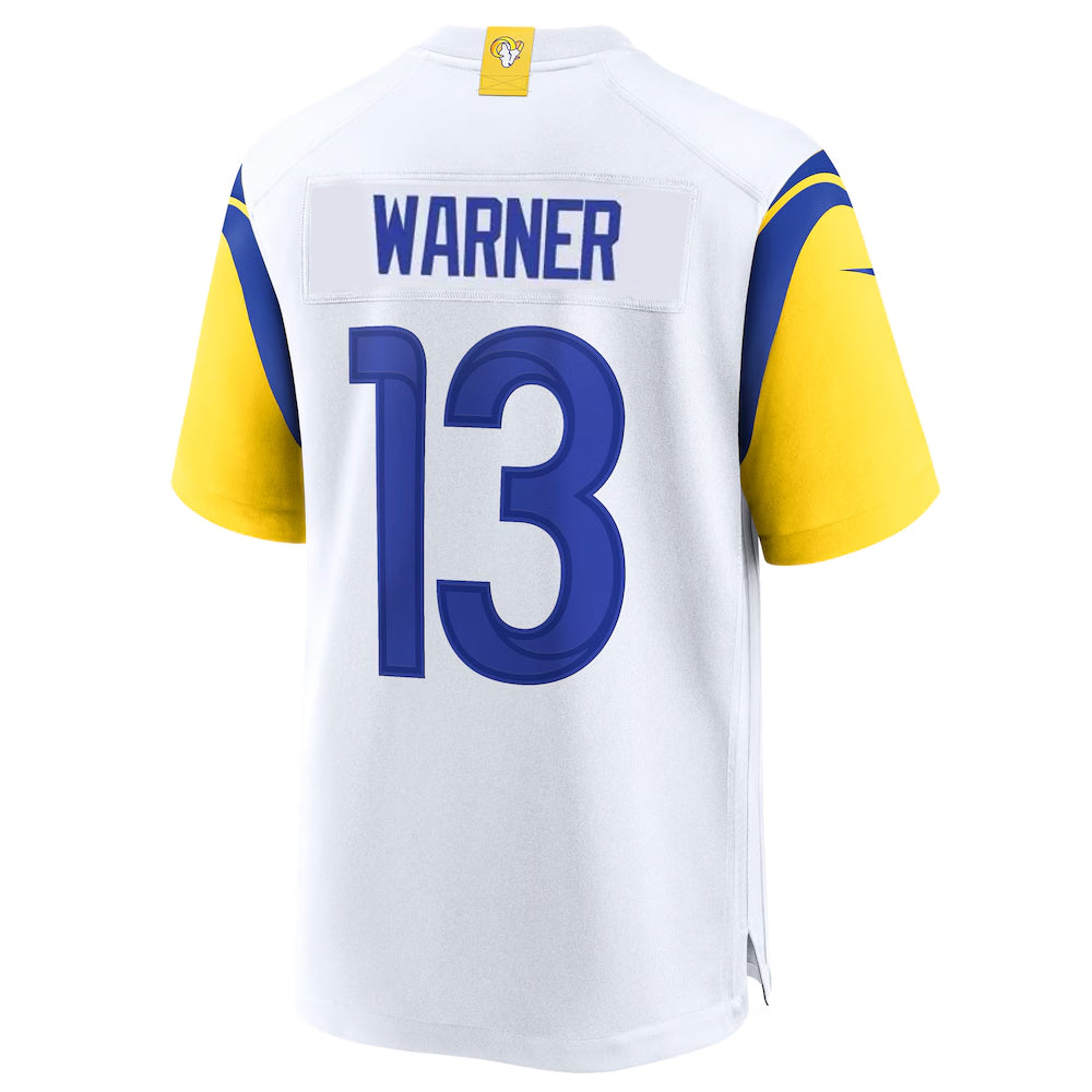 LA.Rams #13 Kurt Warner Player White Home Game Football Jerseys football jersey product view 1