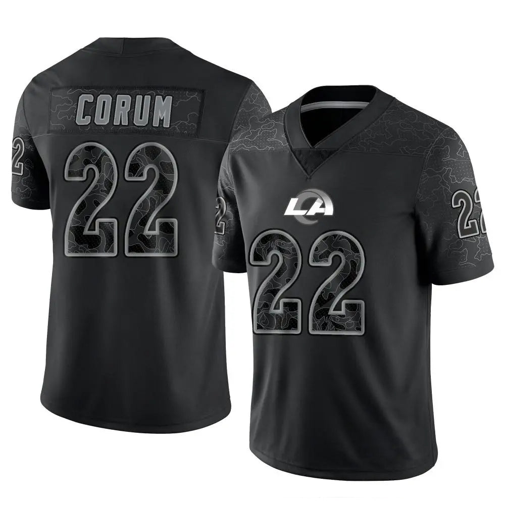 LA.Rams #22 Blake Corum Player Black RFLCTV Limited Football Jerseys football jersey product view 1