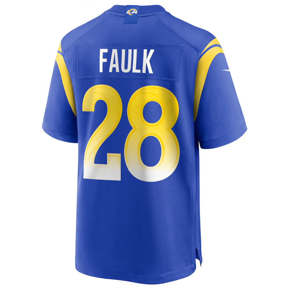 LA.Rams #28 Marshall Faulk Player Royal Home Game Football Jerseys football jersey product view 1