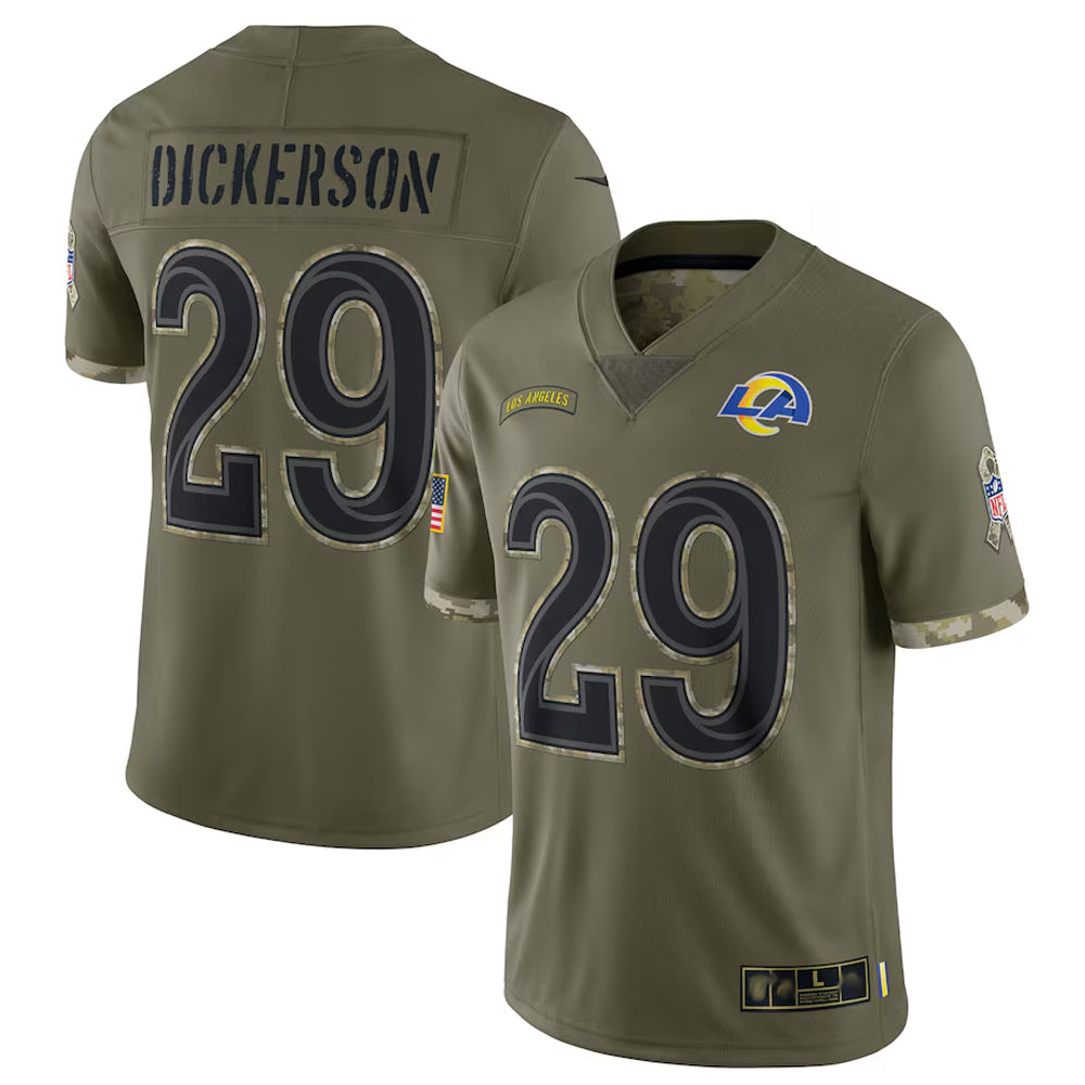 LA.Rams #29 Eric Dickerson Player Salute To Service Olive Football Jerseys football jersey product view 1