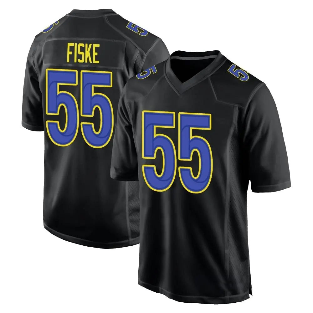 LA.Rams #55 Braden Fiske Player Black Fashion Game Football Jerseys football jersey product view 1