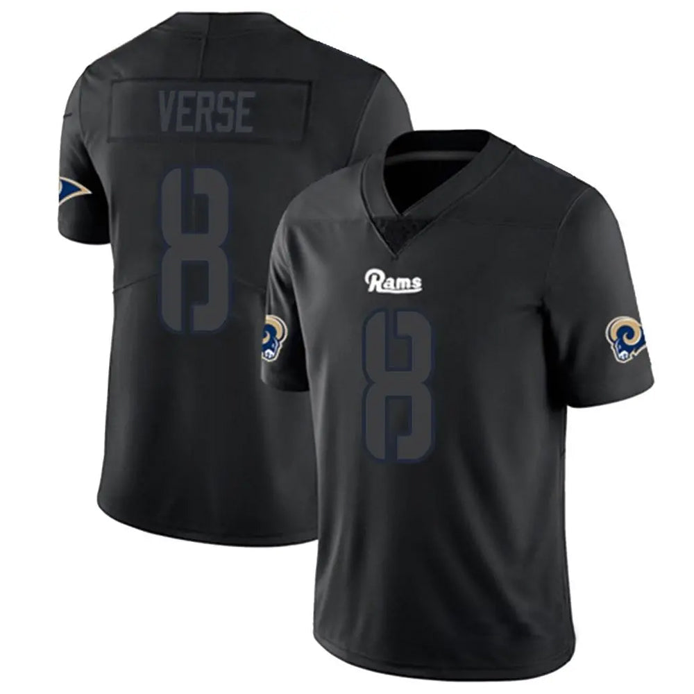 LA.Rams #8 Jared Verse Player Limited Black Impact Football Jerseys football jersey product view 1