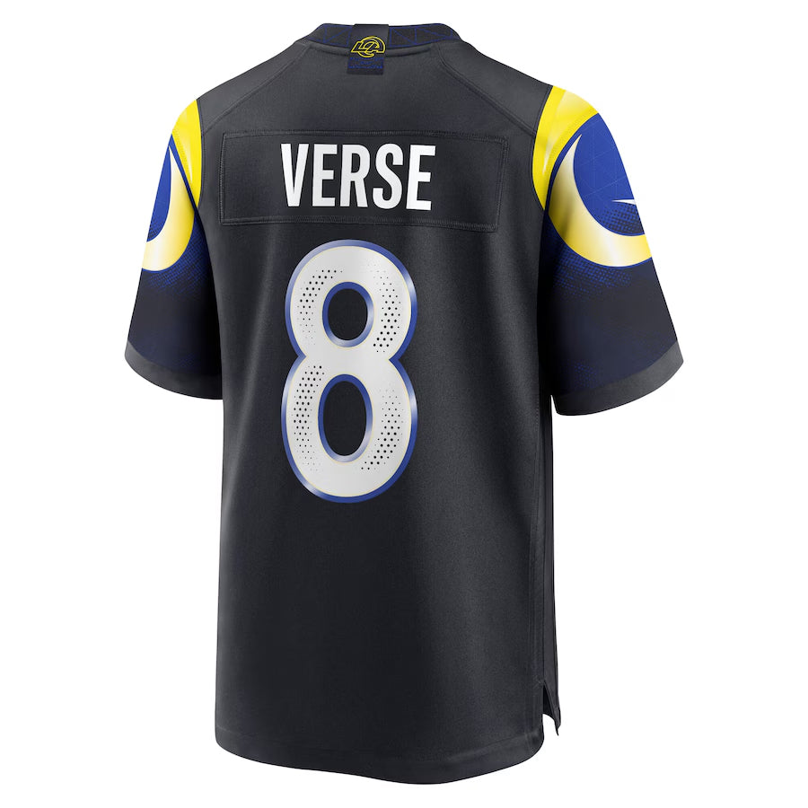 LA.Rams #8 Jared Verse Player Midnight Blue Rivalries Collection Game Football Jerseys football jersey product view 1