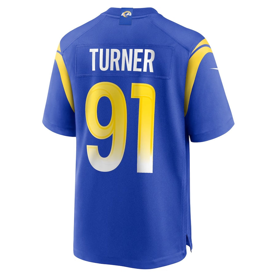 LA.Rams #91 Kobie Turner Player Royal Game Stitched American Football Jerseys football jersey product view 1