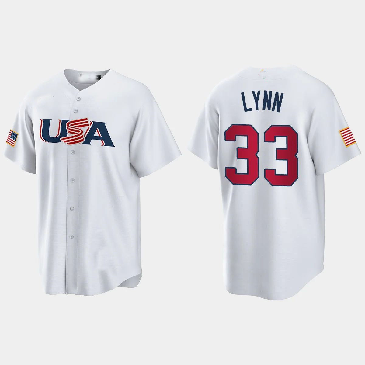 #33 LANCE LYNN CHICAGO WHITE SOX 2023 WORLD BASEBALL CLASSIC USA REPLICA JERSEY ?¡ìC WHITE Stitches Baseball Jerseys baseball jersey product view 1