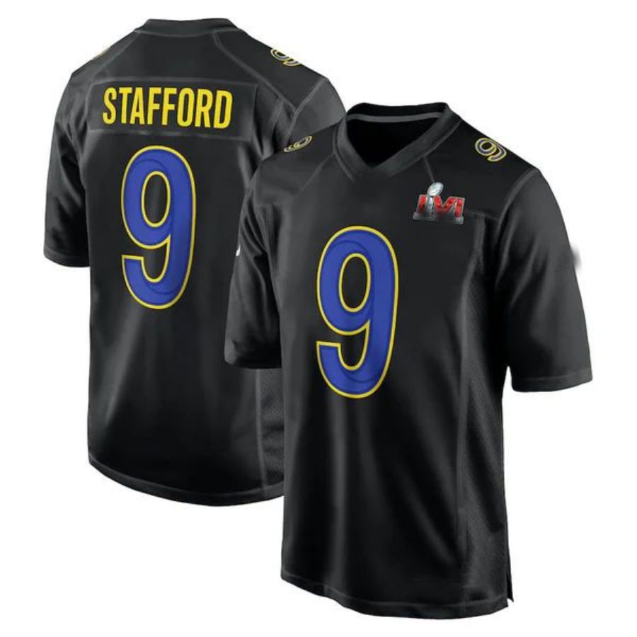 #9 Matthew Stafford Player LA.Rams Black Fashion Football Jerseys football jersey product view 1