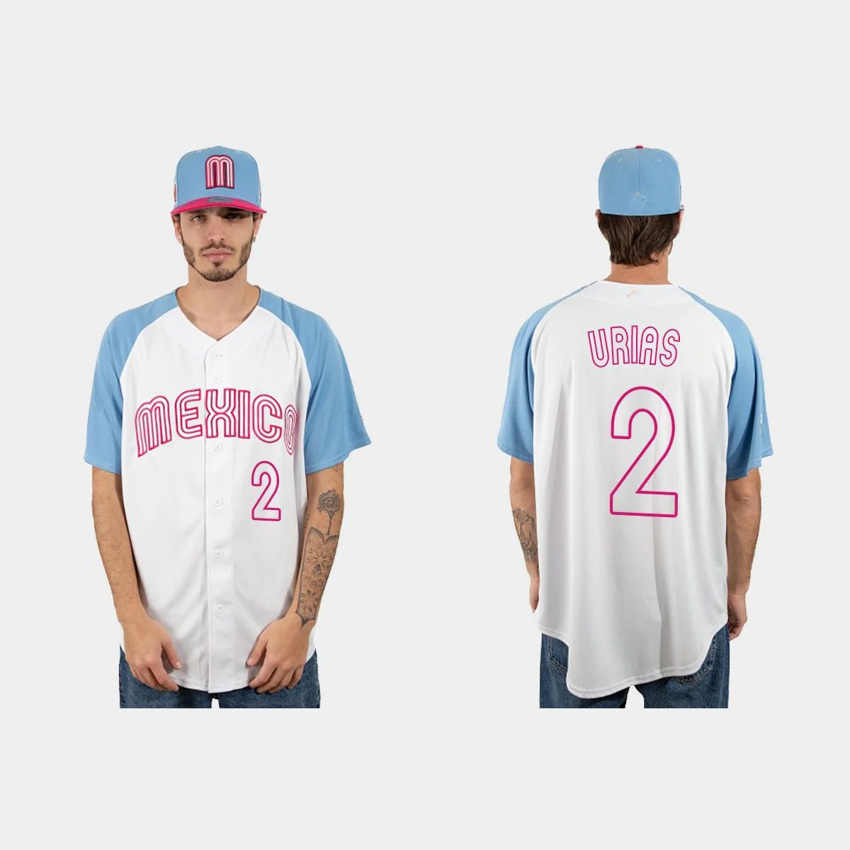 #2 LUIS URIAS MEXICO BASEBALL 2023 WORLD BASEBALL CLASSIC JERSEY ¨C WHITE BLUE Stitches Baseball Jerseys baseball jersey product view 1