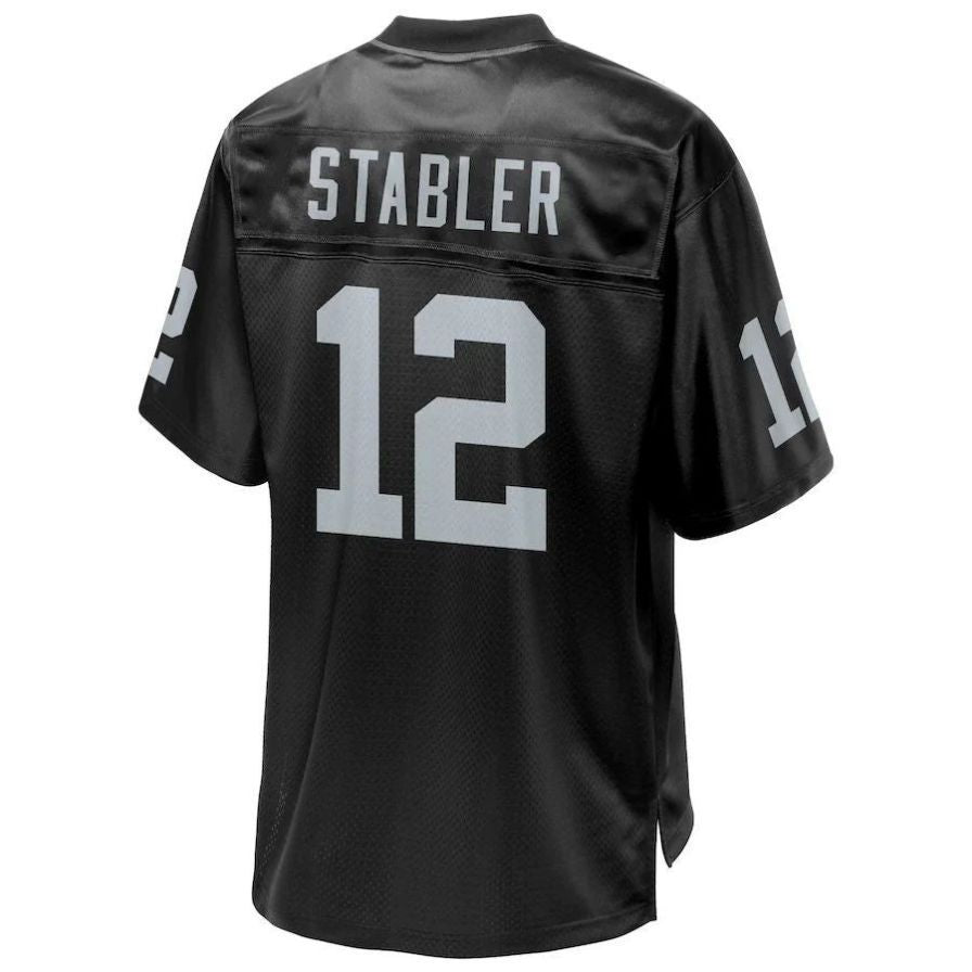 #12 Ken Stabler Player LV.Raiders Black Game Football Jerseys football jersey product view 1
