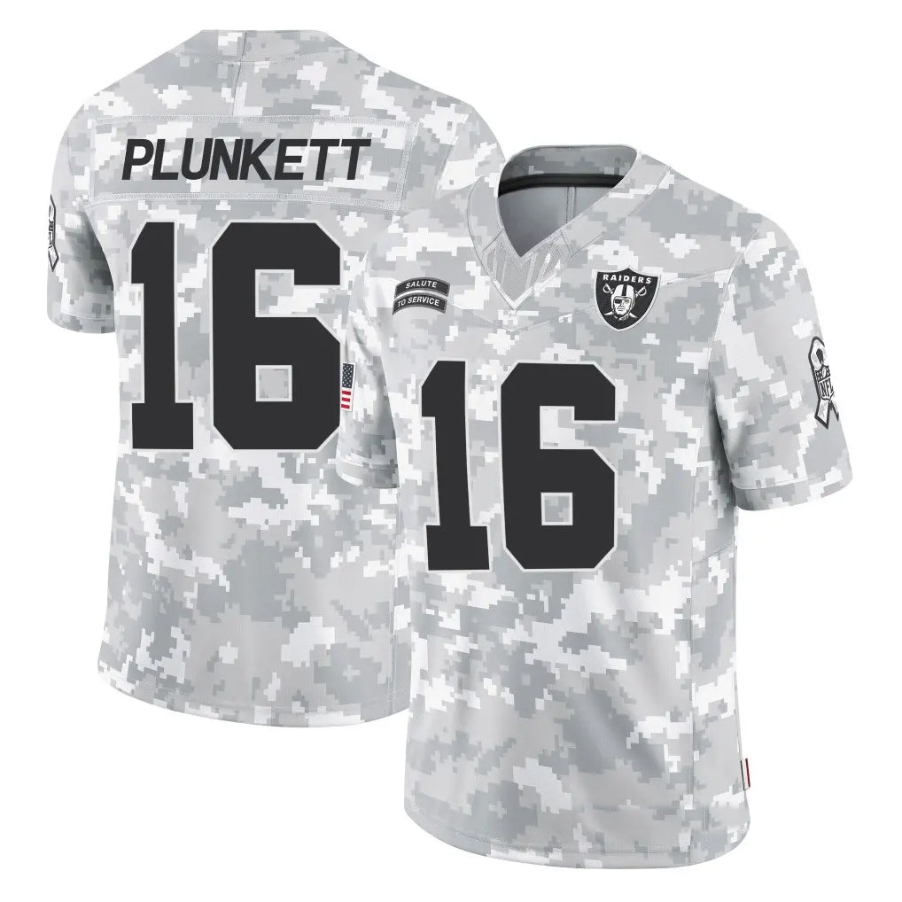 LV.Raiders #16 Jim Plunkett Player Arctic Camo Salute to Service Limited Football Jerseys football jersey product view 1