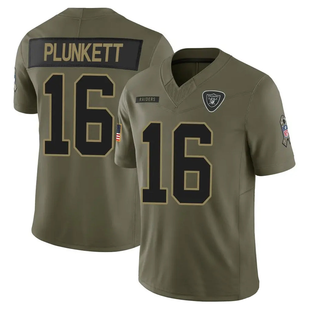 LV.Raiders #16 Jim Plunkett Player Salute To Service Limited Olive Football Jerseys football jersey product view 1