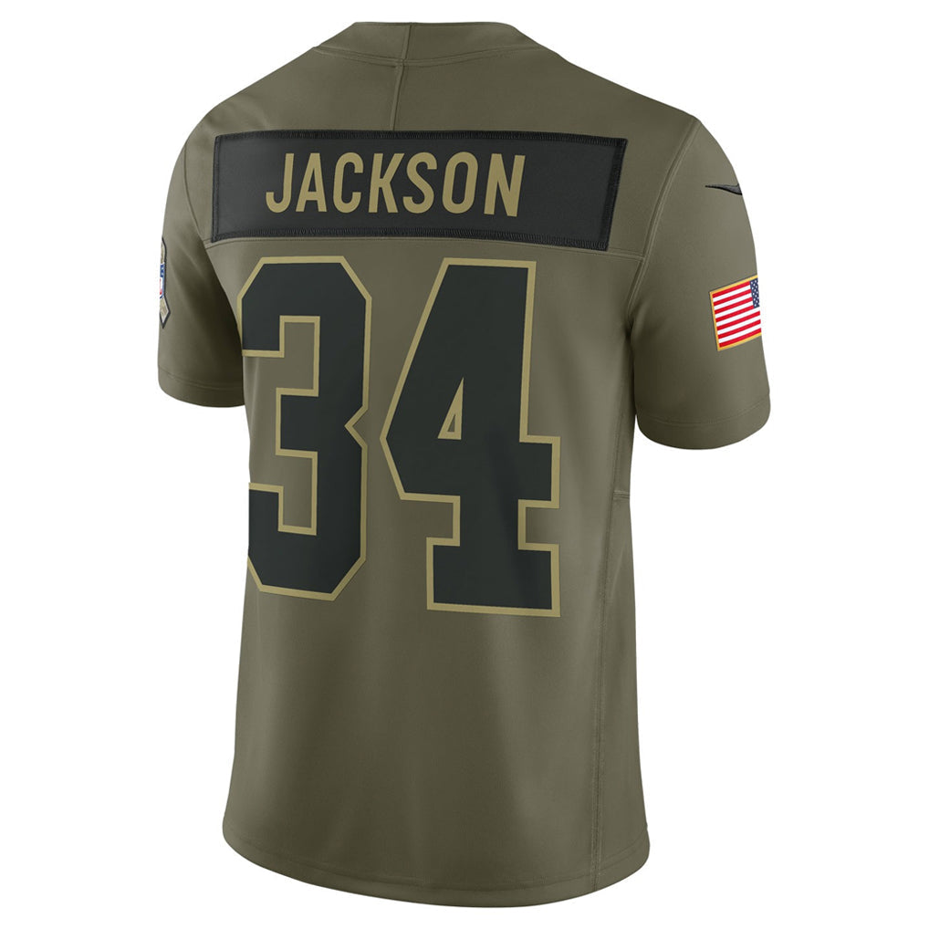 LV.Raiders #34 Bo Jackson Player Salute To Service Limited Olive Football Jerseys football jersey product view 1