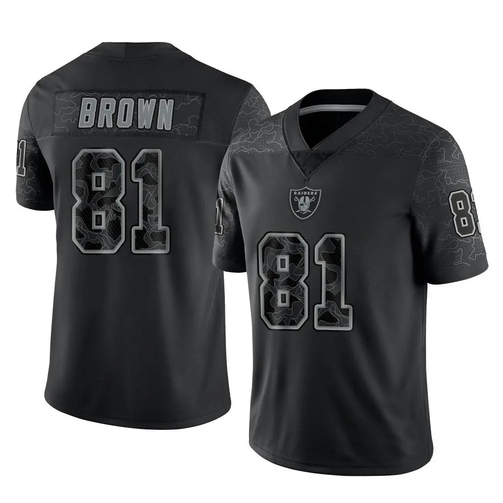 LV.Raiders #81 Tim Brown Player RFLCTV Limited Black Football Jerseys football jersey product view 1