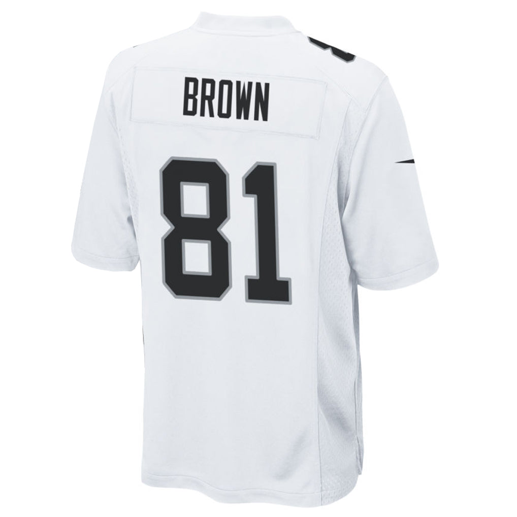 LV.Raiders #81 Tim Brown Player Whtie Home Game Football Jerseys football jersey product view 1