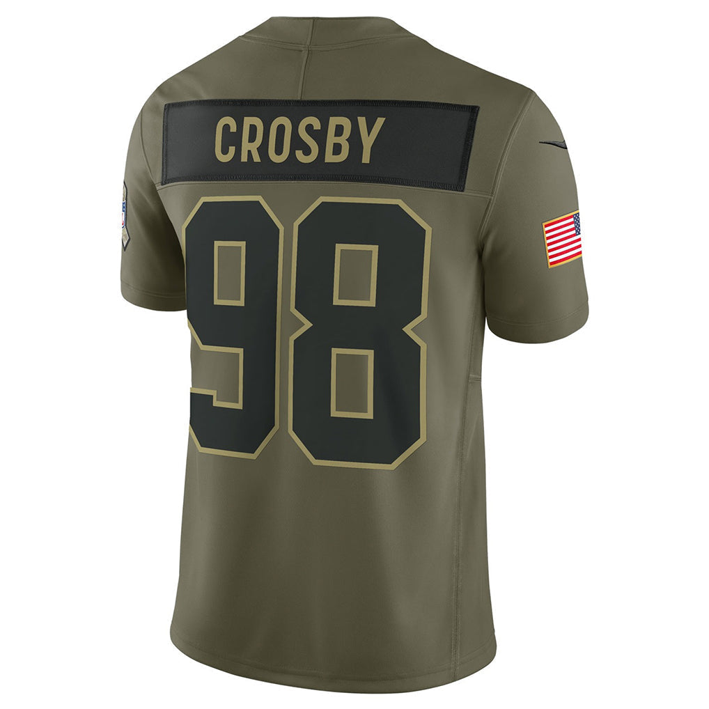 LV.Raiders #98 Maxx Crosby Player Salute To Service Limited Olive Football Jerseys football jersey product view 1