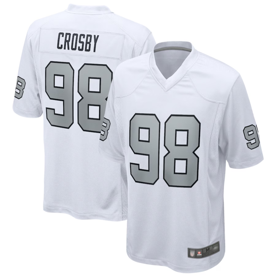 LV.Raiders #98 Maxx Crosby Player White Replica Game Football Jerseys football jersey product view 1