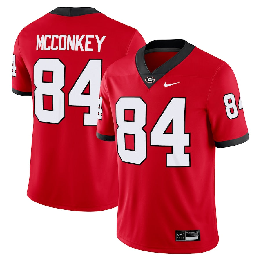Ladd McConkey Georgia Bulldogs Home Jersey - Red sports jersey product view 1