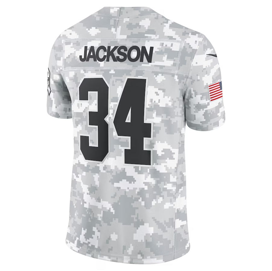 LV.Raiders #34 Bo Jackson Player Arctic Camo Salute to Service Retired Player Limited Stitched American Football Jerseys football jersey product view 1