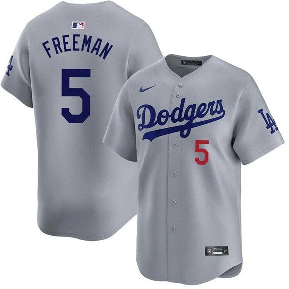 Freddie Freeman Los Angeles Dodgers Player Jersey - Gray baseball jersey product view 1