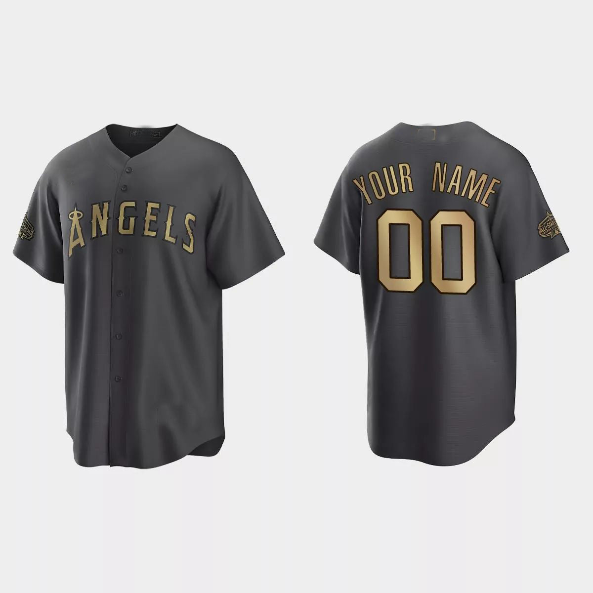 Custom Los Angeles Angels 2022 All-Star Game Replica Jersey ¨C Charcoal Stitched Baseball Jerseys baseball jersey product view 1