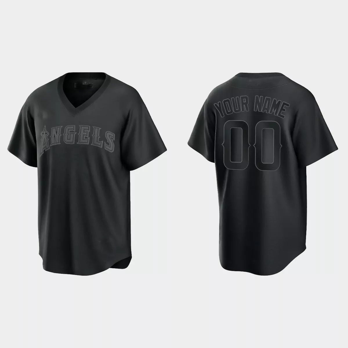 Custom Los Angeles Angels Pitch Black Fashion Replica Jersey ¨C Black Stitched Baseball Jerseys baseball jersey product view 1