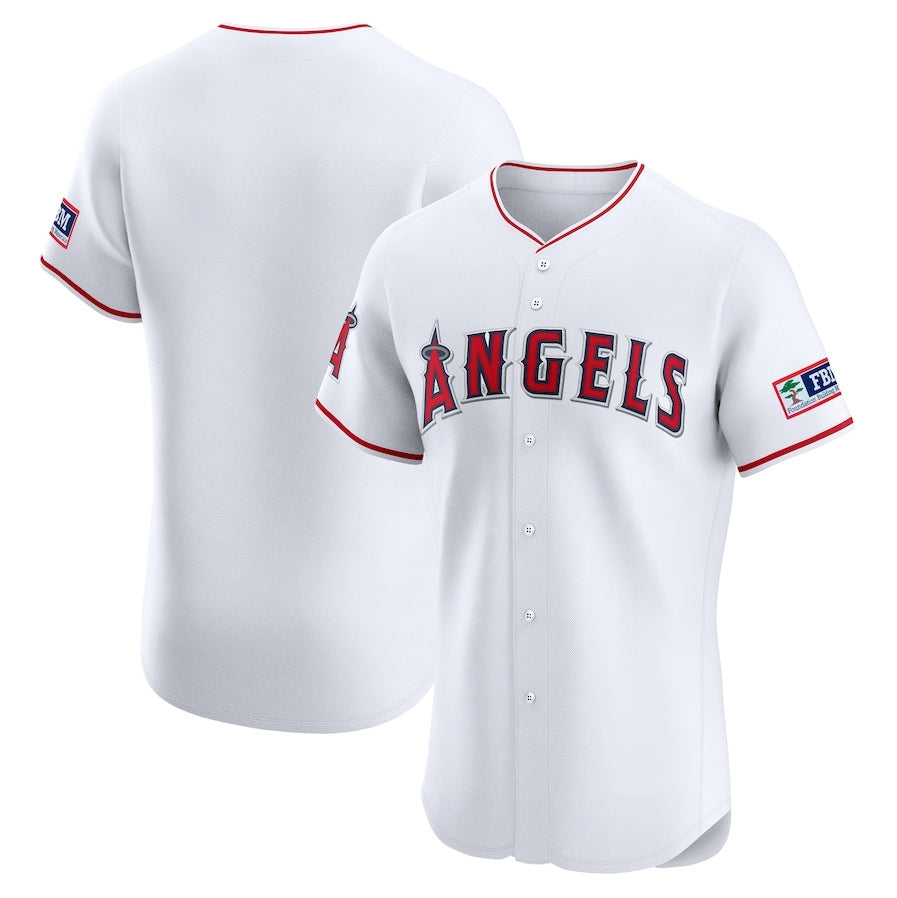 Los Angeles Angels Home Elite Patch Jersey - White Stitched Baseball Jersey baseball jersey product view 1