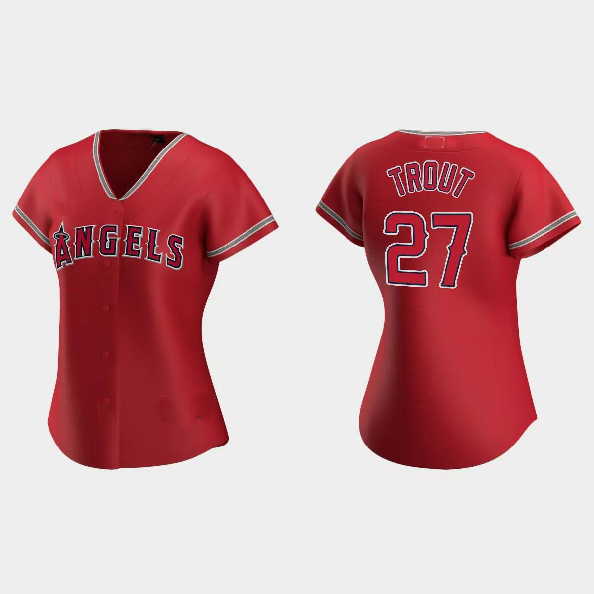 Los Angeles Angels #27 Mike Trout Red Replica Alternate Jersey Men Youth Women Baseball Jerseys baseball jersey product view 1