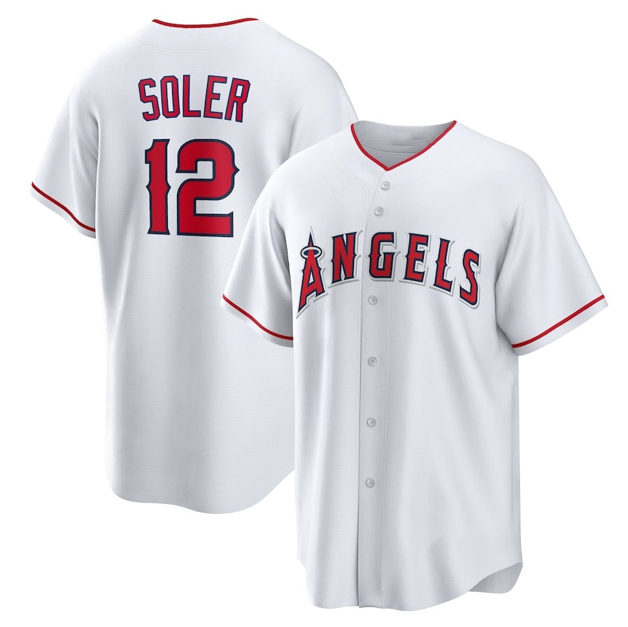 Los Angeles Angels #12 Jorge Soler Home Replica Jersey - White Stitched Baseball Jersey baseball jersey product view 1